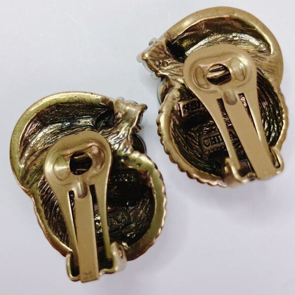 Vintage Signed Heidi Daus Art Deco Revival Gold Tone Faux Pearl Clip On Earrings - Picture 6 of 9